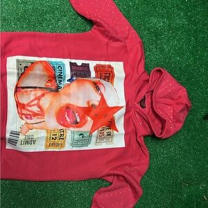 Pink Graphic Hoodie Sweater